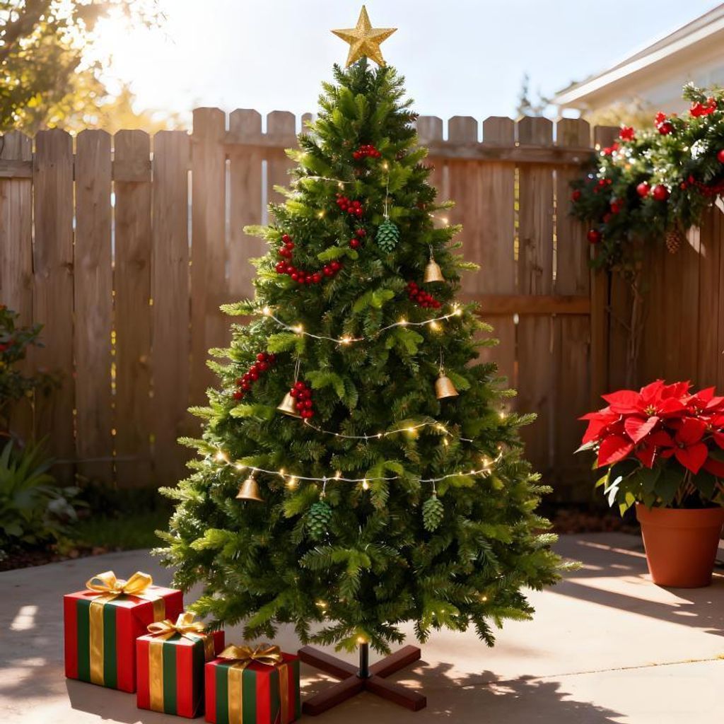 Künstlicher Weihnachtsbaum 180cm Frostsicher - Premium Tannenbaum aus Kunststoff für Innen & Außen, Dichter Christbaum mit Holzständer und Aufb...