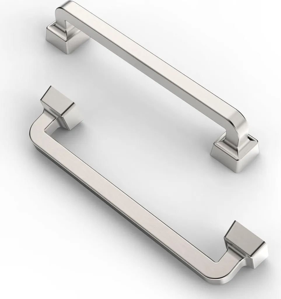 Poignées d'armoire 128mm nickel brossé - Lot de 10 pièces en métal robuste