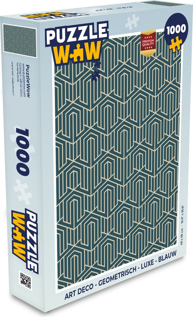 MuchoWow Puzzle 1000 Teile Art Deco - Geometrisch - Luxus - Blau - Spielzeug - Alt und Jung - Spiele - Puzzeln