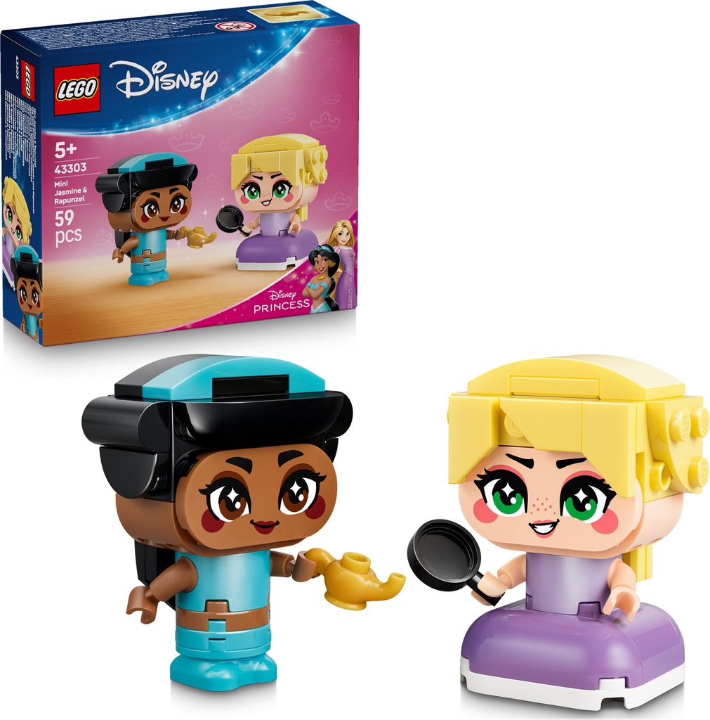 LEGO ǀ Disney Princess Die Mini-Prinzessinnen Jasmin und Rapunzel - Spielzeug mit 2 Minipuppen und Zubehör - inkl. Zauberlampe - Kleines Geschenk...