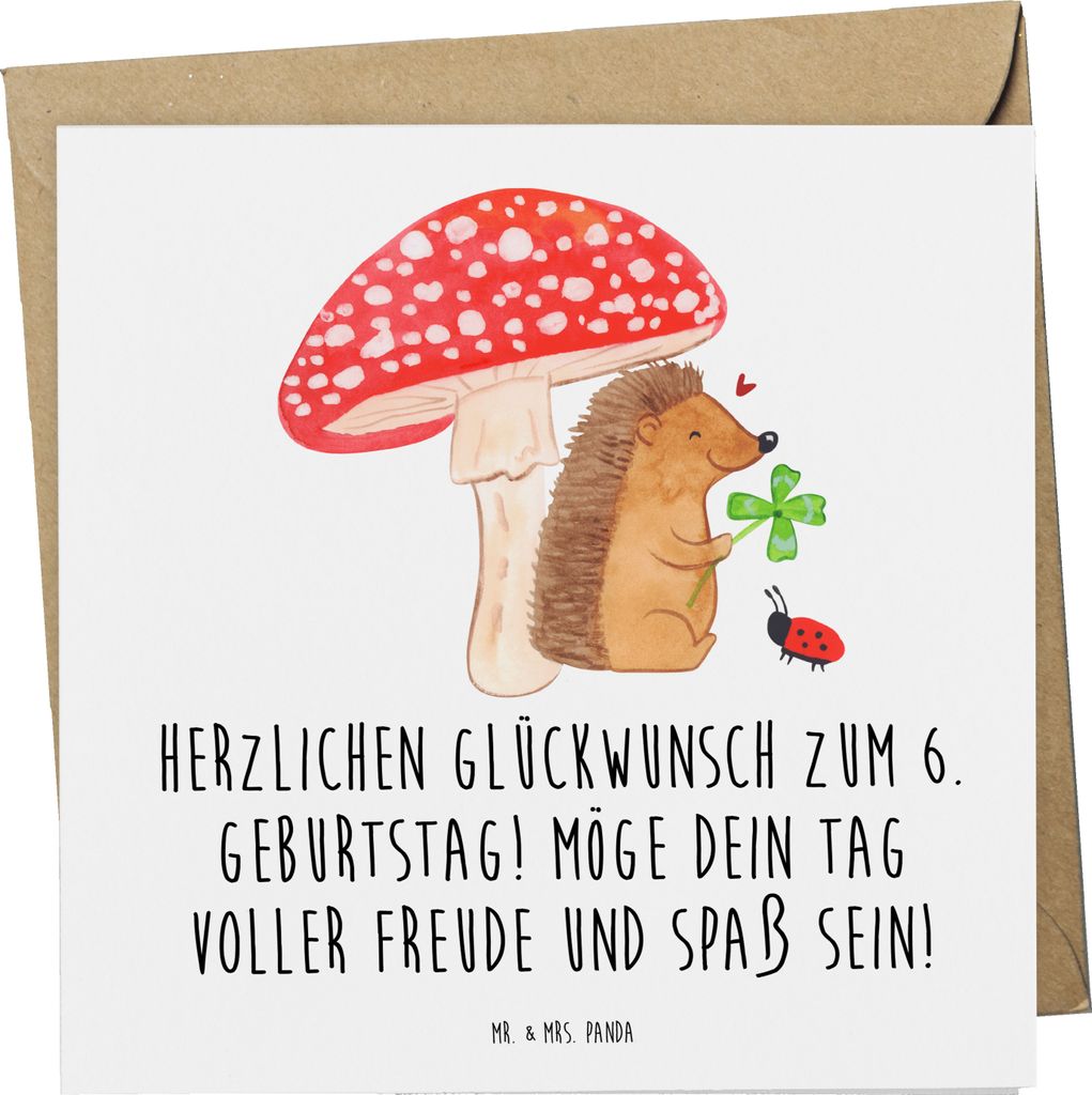 Mr. & Mrs. Panda Grußkarte 6. Geburtstag Freude - Weiß - Geschenk, Glückwunschkarte, Happy Birthday, Feiern, faltkarte, doppelkarte, Kindheit, h...