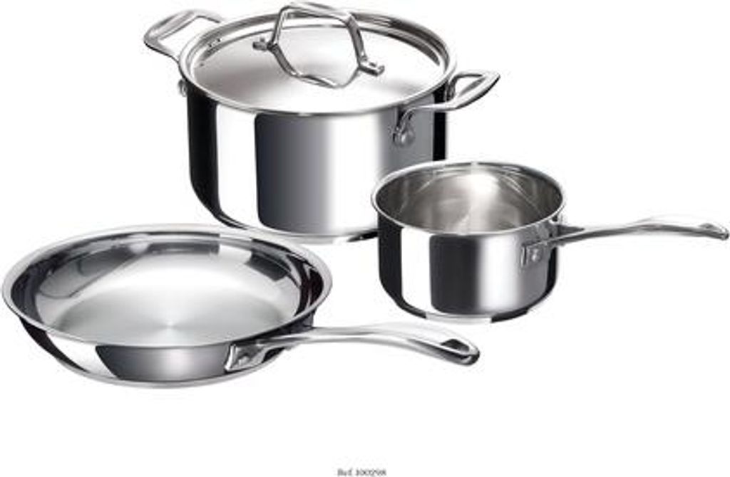 Beka Chef 3-teilige Edelstahl-Kochgeschirrset - Topf, Kochtopf und Pfanne