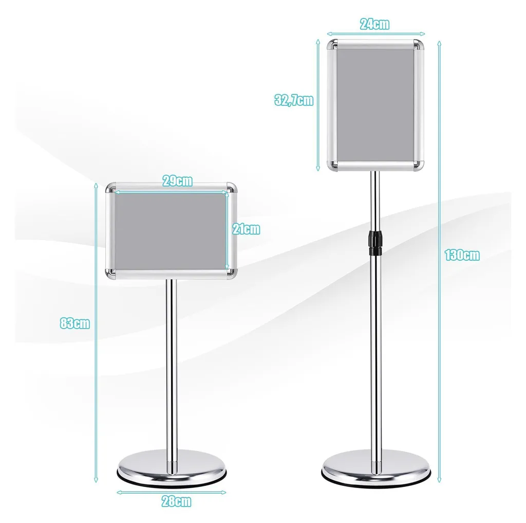 Support d'information A4 réglable COSTWAY argenté - Set de 2 unités - 3