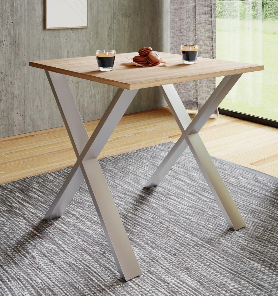 VCM Premium Holz Esstisch | H. 76 x B. 80 x T. 80 cm | Küchentisch Speisetisch Tisch Xona X