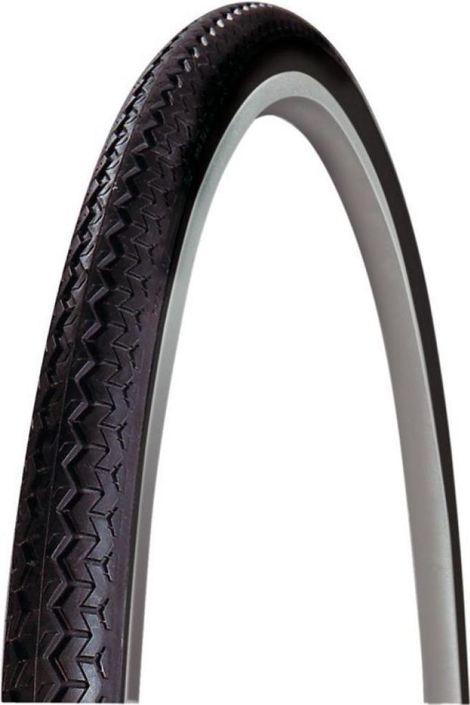 A close-up studio shot of a bicycle tire against a white background.