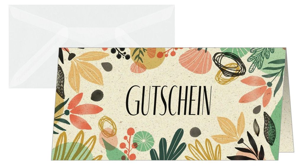 SIGEL DS620 Gutschein-Karten "Colorful plants" - DIN lang - 10 Karten inkl. transparente Umschläge