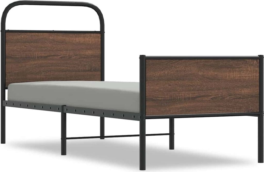 vidaXL Bettgestell ohne Matratze 75x190 cm Braun Eichen-Optik