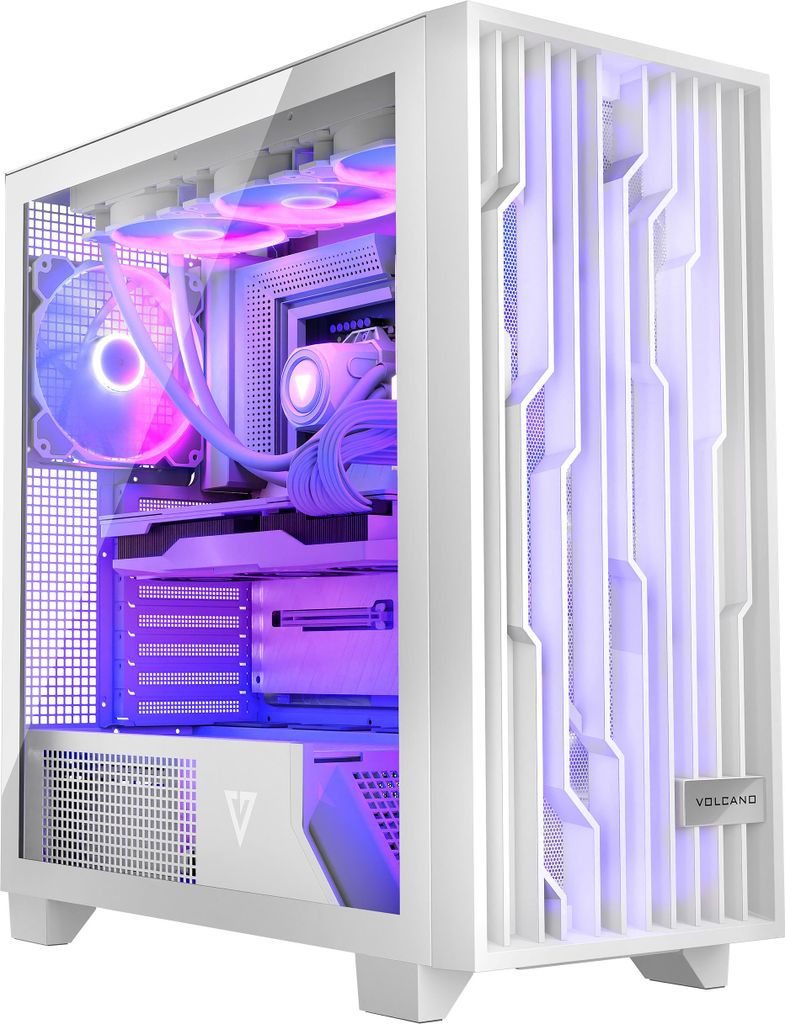 MODECOM VOLCANO PERUN APEX ARGB Weiß PC-Gaming-Gehäuse ATX Midi Tower | ARGB-Controller | PC Gehäuse mit 4 ARGB-Lüfter | Platz für 420 mm GPU ...