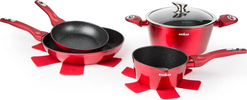 Set Pentole Sicure Excelsa Phoenix Rosso 7pz: No PFOA, Sì Qualità