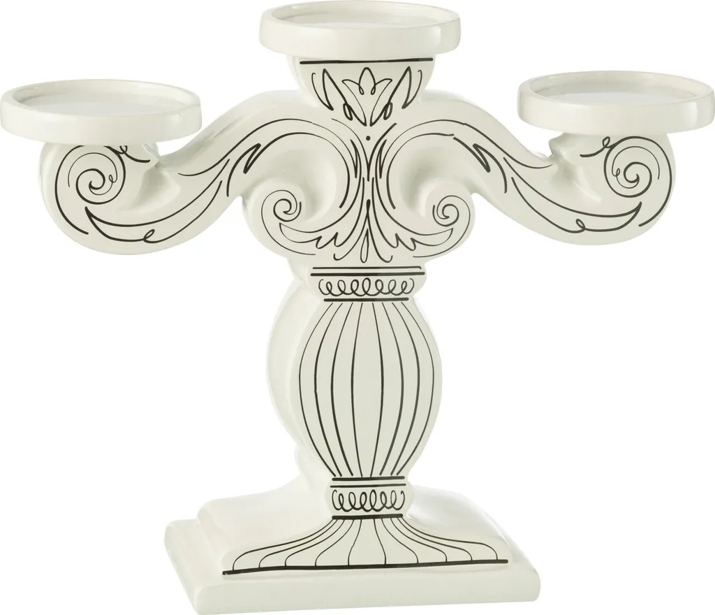 Bougeoir Design J-Line Dolomit - Chandelier Moderne Blanc et Noir 25cm