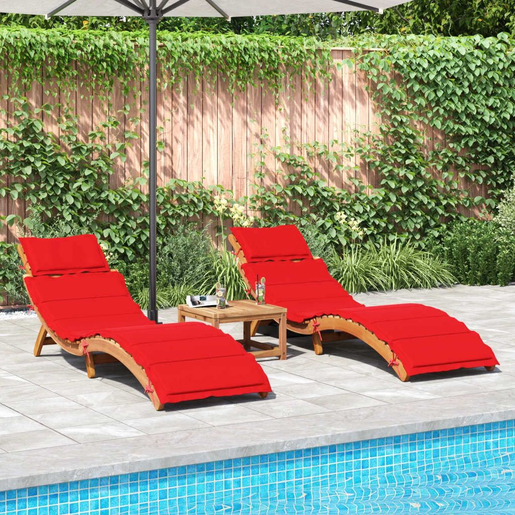 Eleganter Möbel Sonnenliegen mit Auflagen 2er-set - Rot Massivholz Akazie - CJG376755 - Gartenliegen