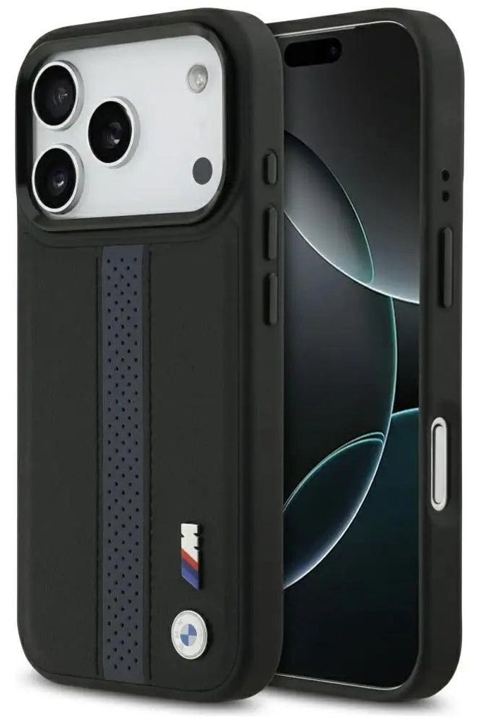 Étui BMW MagSafe iPhone 17 Pro similicuir noir bleu logo Image du produit 