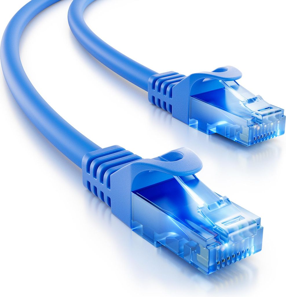 deleyCON 20m CAT.6 Ethernet Gigabit Lan Netzwerkkabel RJ45 CAT6 Kabel Patchkabel Kompatibel zu CAT.5 CAT.5e CAT.6a Cat.7 - Blau