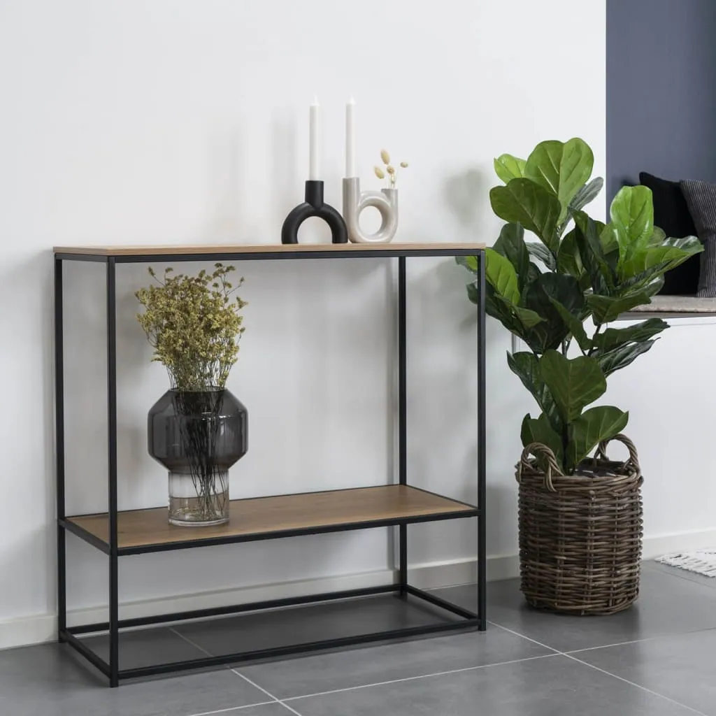 Console Vita noir et imitation chêne - Table d'appoint moderne 100cm