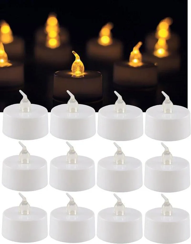 Bougies chauffe-plat LED clignotantes lot de 12 avec effet flamme réelle