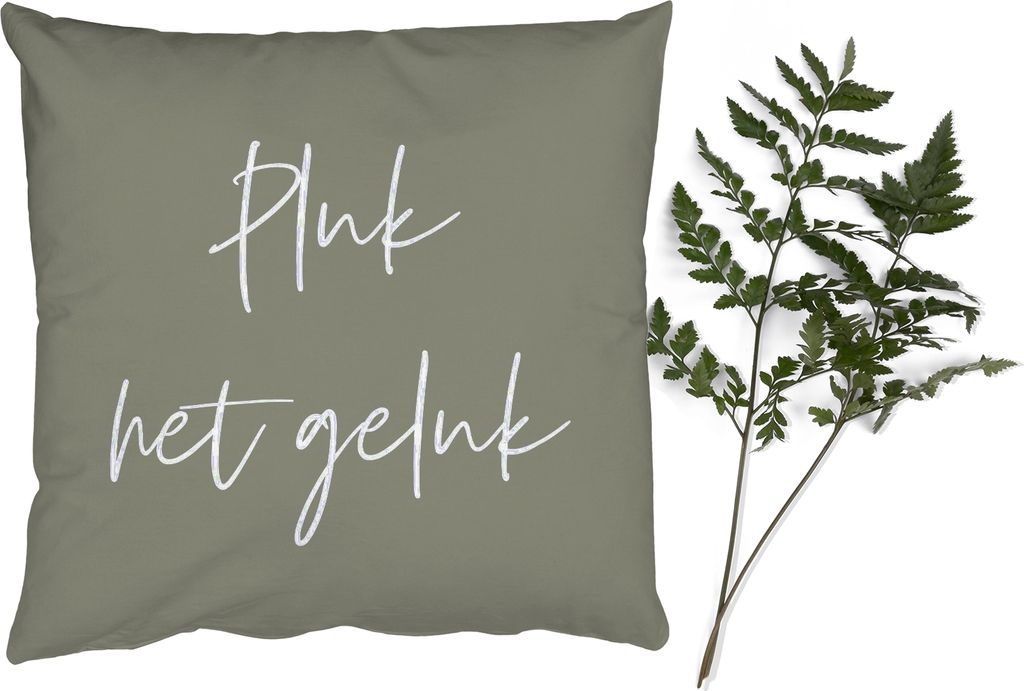 MuchoWow Zierkissen Sofakissen Wohnzimmer Dekokissen 40x40 cm Text - Glück - Zitate - Foto Kissen - Schlafzimmer Dekoration