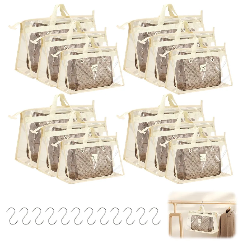 Housse de rangement pour sacs à main gain de place dressing blanc