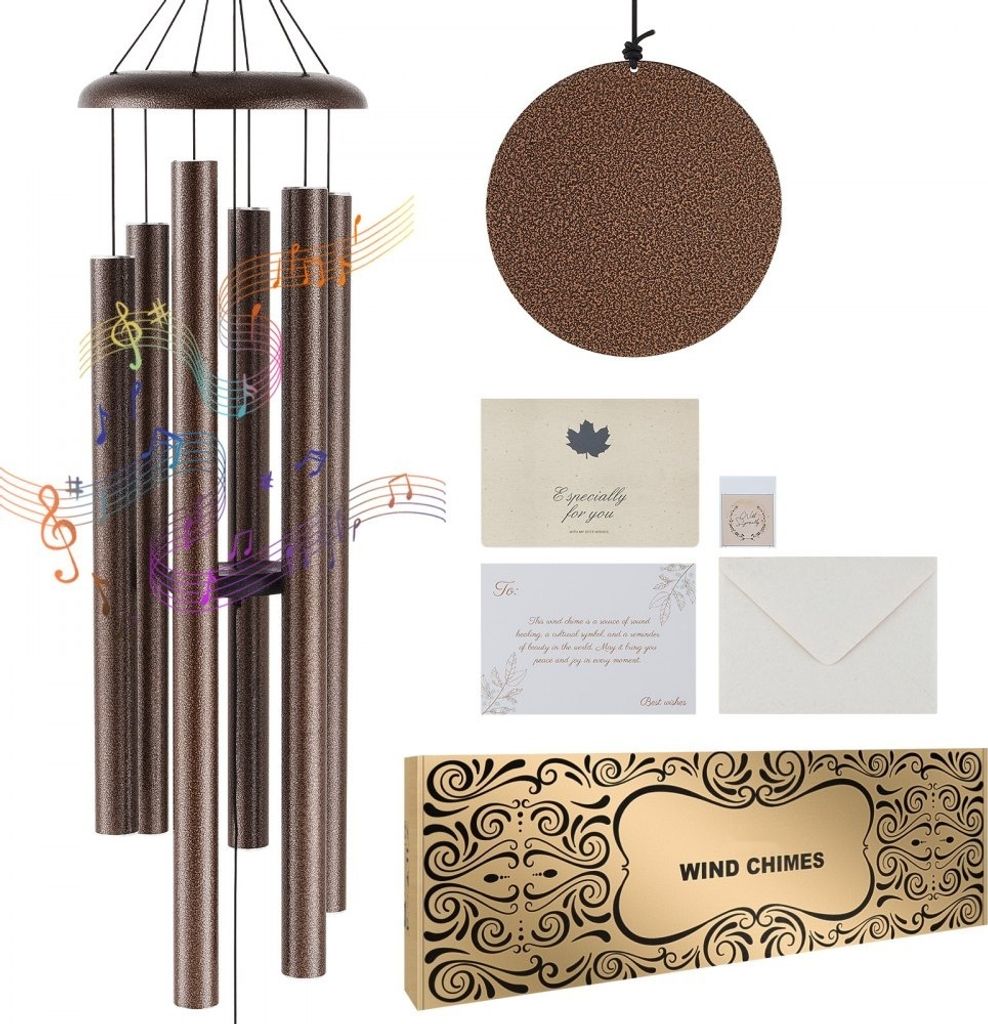 Windspiele Klangspiel Glockenspiel A-Dur - 1270xØ140mm Hängedeko aus Kupfer - Hochwertiges Garten-Deko für entspannende Klänge