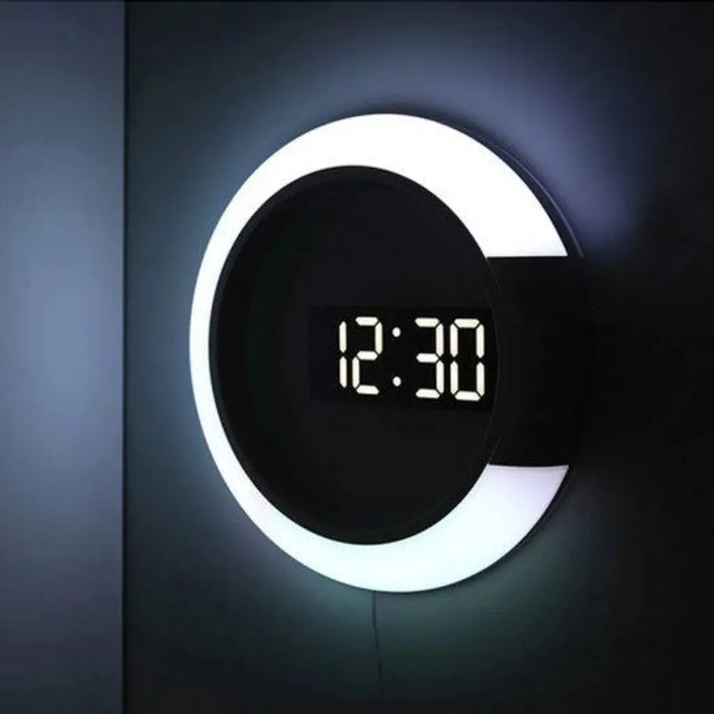 Horloge murale pour salon ou bureau avec télécommande et éclairage RVB