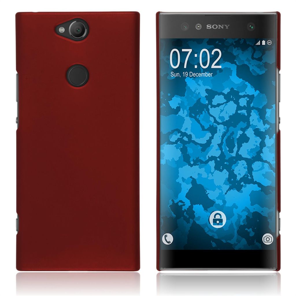 PhoneNatic Case kompatibel mit Sony Xperia XA2 Plus - Hülle rot gummiert Hard-case Cover