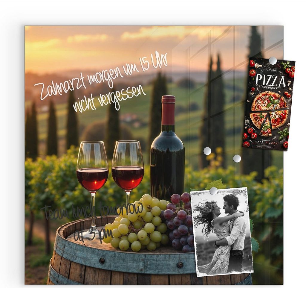 Magnettafel 30x30cm Pinnwand Whiteboard beschreibbar - Weinlandschaft