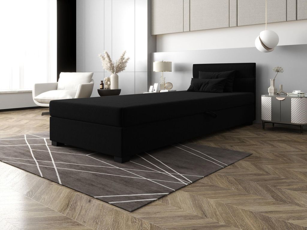 Einzelbett mit Polsterung 120x195 NALINDA 1 - schwarz