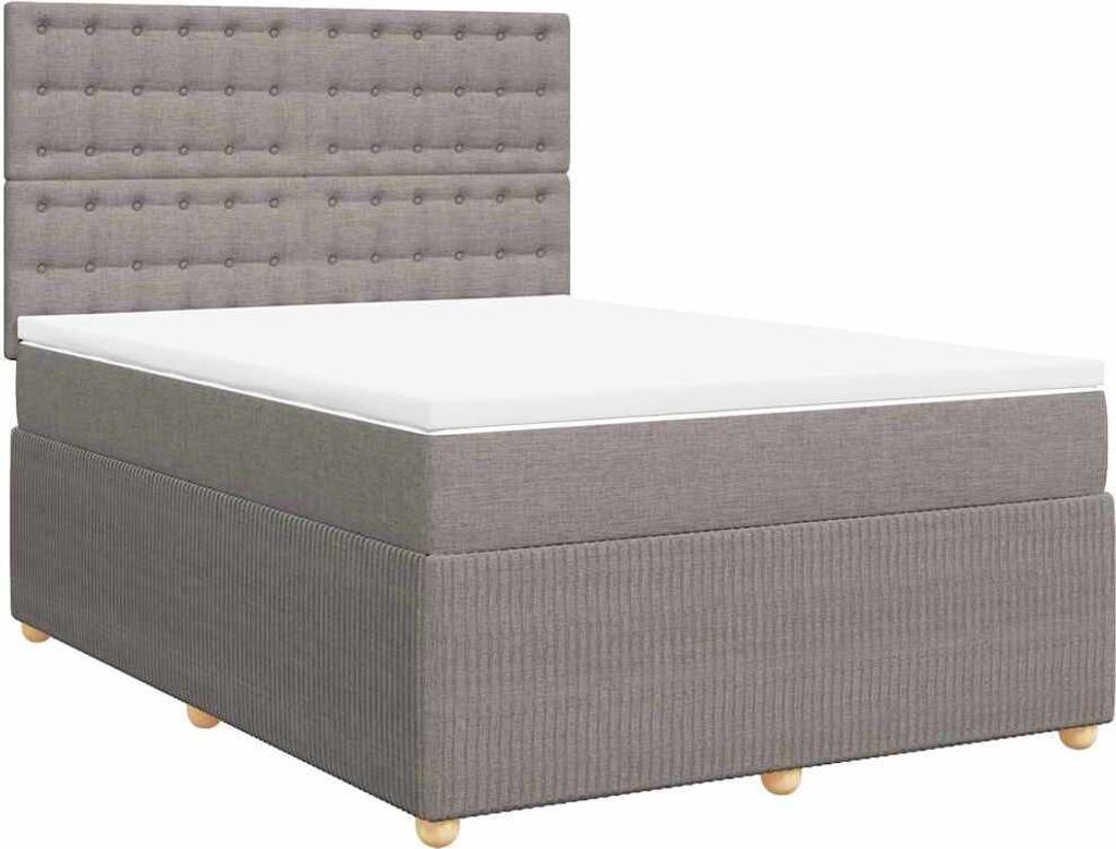 vidaXL Boxspringbett mit Matratze Taupe 140x200 cm Stoff