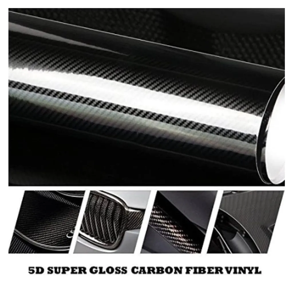 Habillage carbone noir 5D pour carrosserie et intérieur - 1,52 x 18m