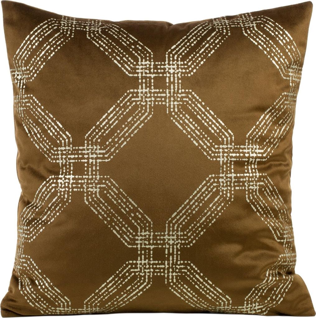 EUROFIRANY | Kissenhülle 45 x 45 cm - braun Kissenbezug - geometrisches Muster - Dekokissenhülle