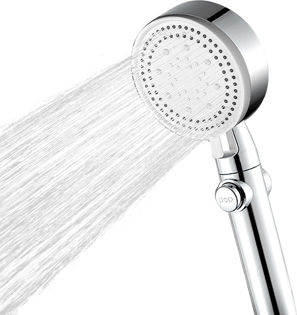 Duschkopf, Wassersparender Duschkopf Hochdruck Handbrause mit 4 Strahlarten, Duschsparkopf Wassersparend mit Stoppfunktion, Universal Einstellbarer