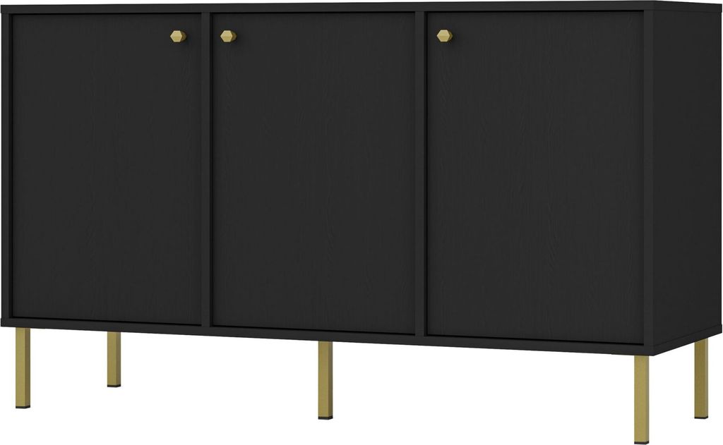Selsey Oktio - Sideboard 3-türig, schwarz-graphit, 125 cm