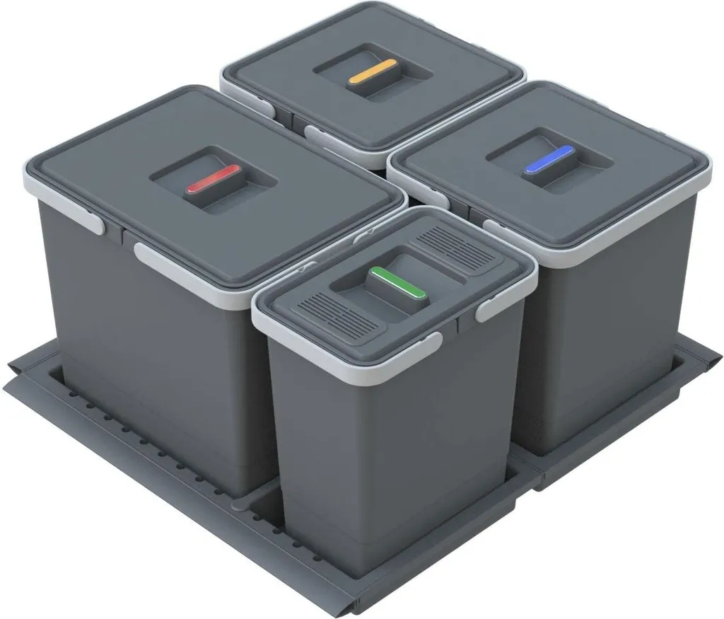 Poubelle de cuisine coulissante pour tri sélectif 4 bacs Metropolis