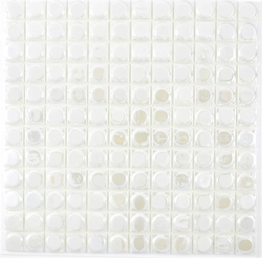 Mosaik Fliese ECO Recycling GLAS ECO weiß metallic 3DR MOS350-12_f | 10 Mosaikmatten