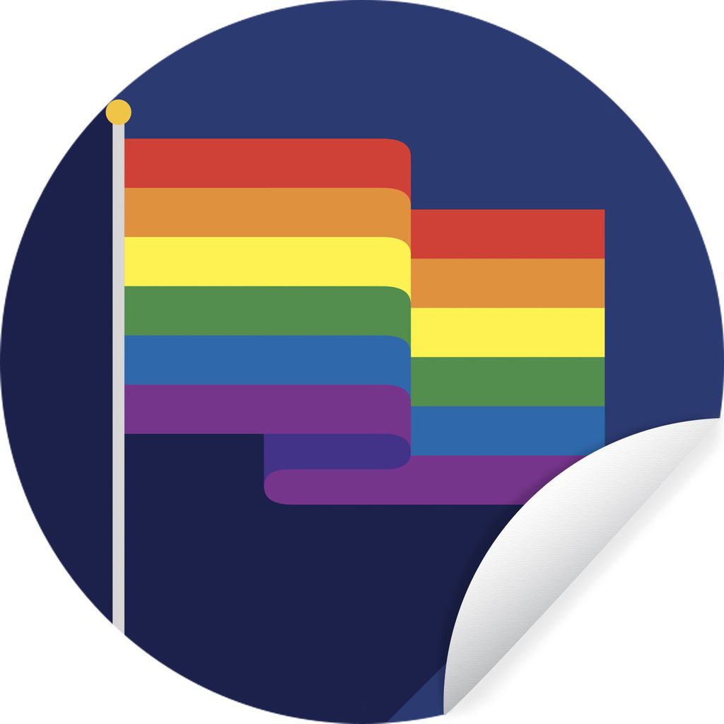 MuchoWow Runde Wandtattoo - Wandsticker Tapete Aufkleber Illustration einer Flagge in den Farben des Regenbogens Ø 30 cm Selbstklebend und Repos...