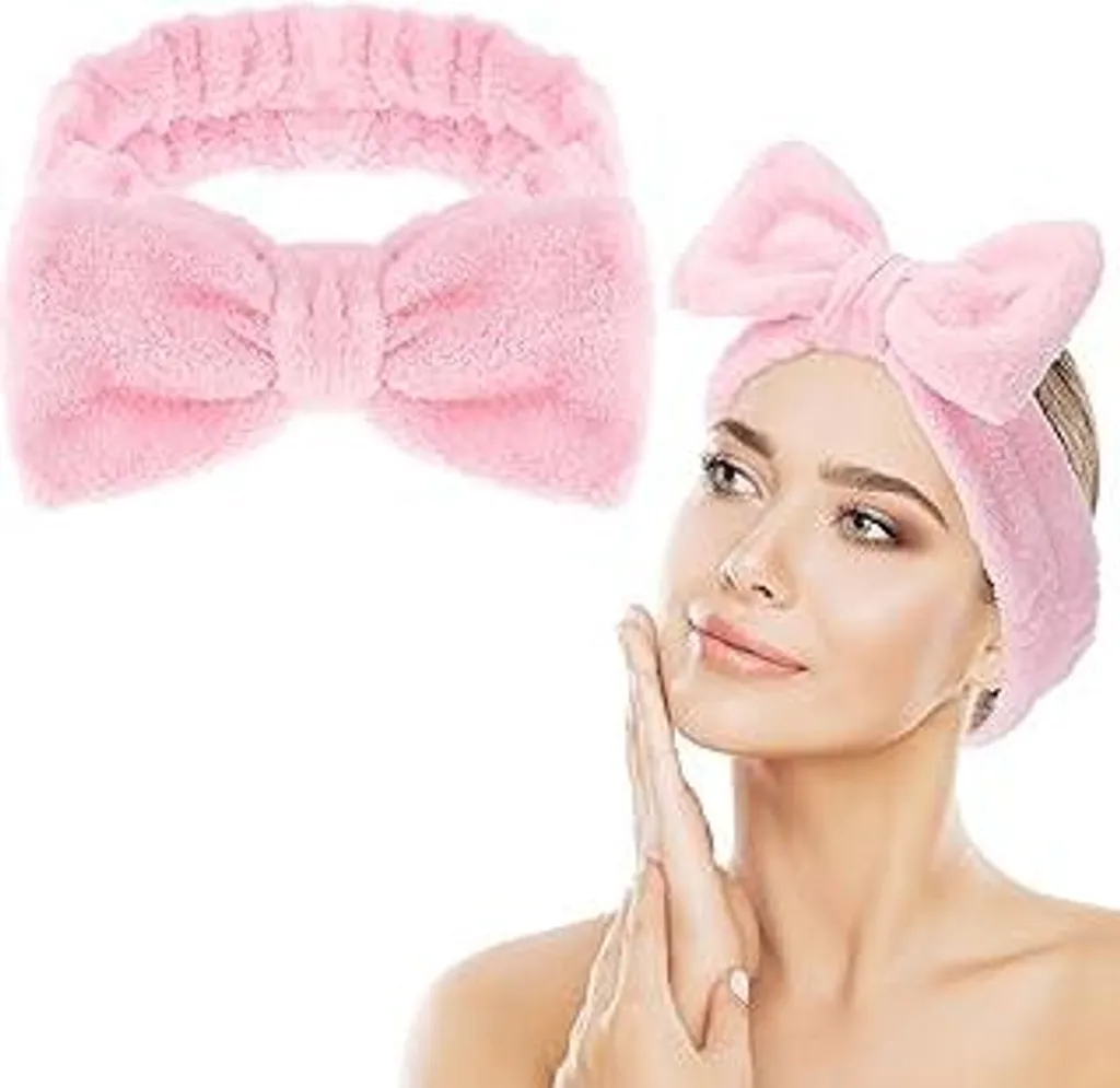 Confezione Da 4 Fasce Per Capelli Con Fiocco In Pile Corallo – Morbide Per Doccia, Trucco E Yoga (Nero, Bianco, Grigio, Cachi) - 2