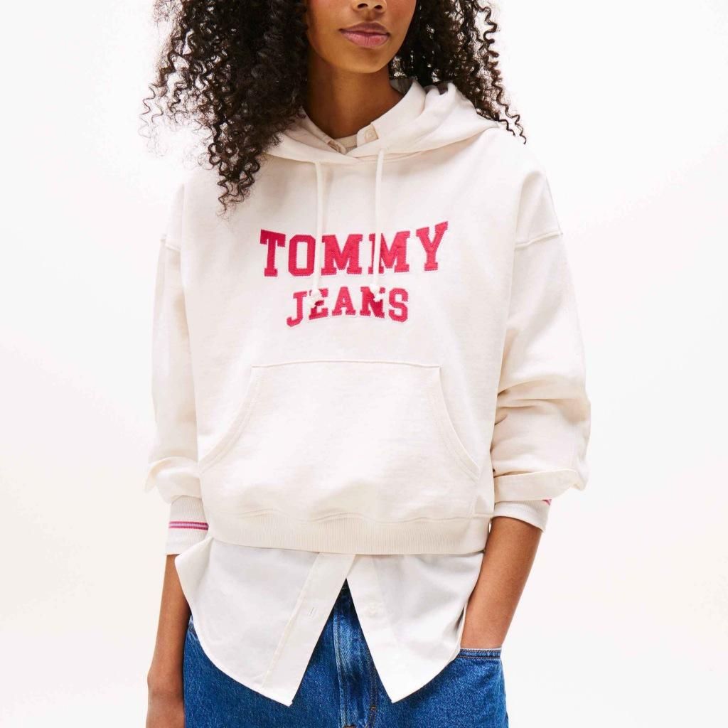 TOMMY JEANS TJW BXY CRP VARSITY HOOD Weiß