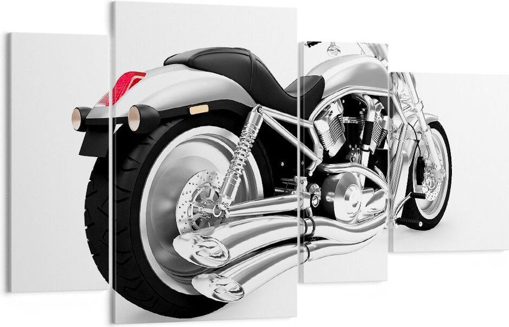 Bild auf Leinwand - Leinwandbild - Chopper Motorrad Chrom - 120x70cm - Wand Bild - Wanddeko - Leinwanddruck - Bilder - Kunstdruck - Wanddekoration ...