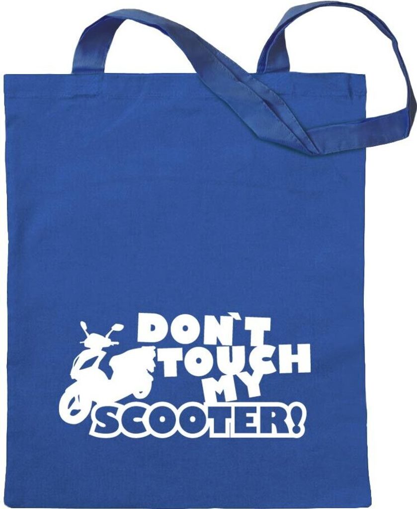Kiwistar - Baumwolltasche - royalblau - Dont Touch Scooter Design 3 - Tragetasche Stoffbeutel Umhängetasche Langer Henkel