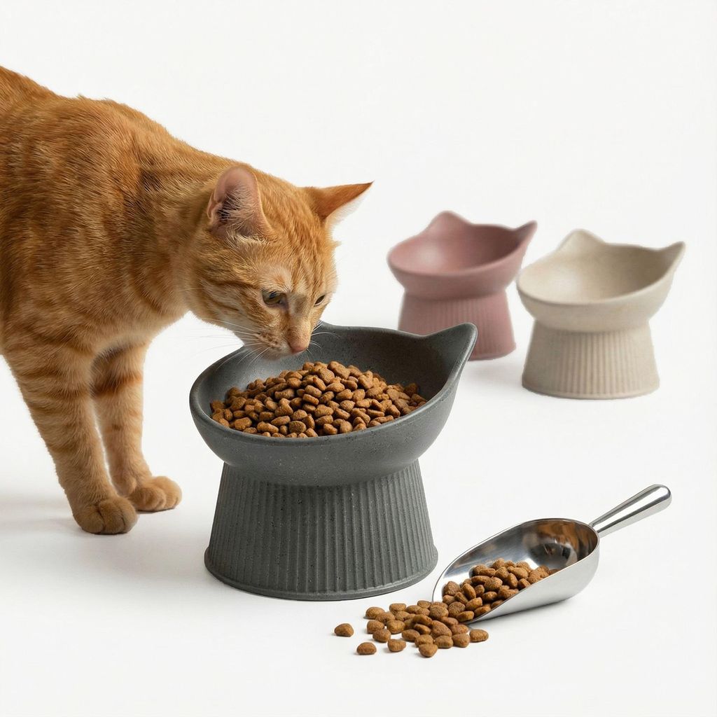 Katzennapf erhöht I Ergonomischer Futternapf Katze für Nass- & Trockenfutter I schnurrhaar freundlich I rutschfest I spülmaschinengeeignet
