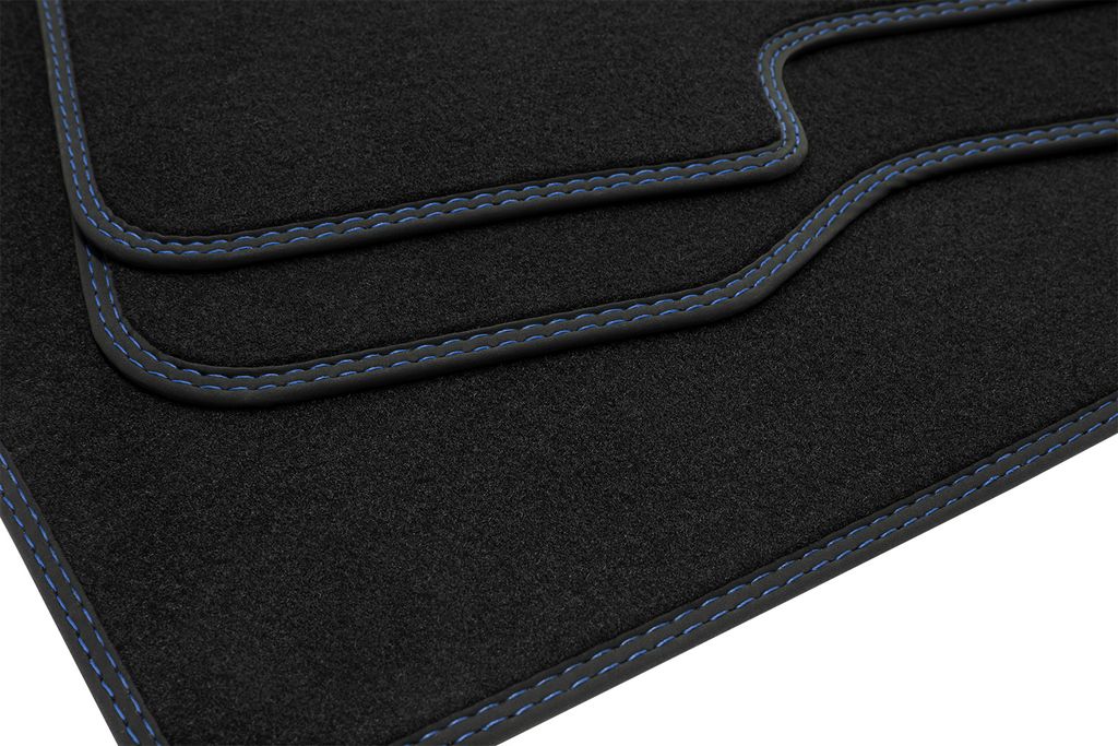 Doppelziernaht Fußmatten passend für BMW 2er F45 Active Tourer ab Bj. 2014-2021, Naht:2x Blau