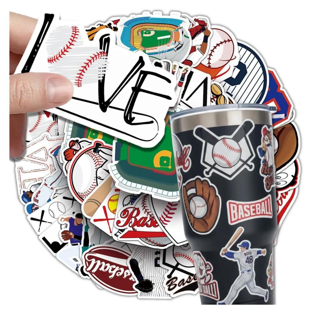Sada baseballových samolepek, 50 kusů, barevné, pro tvoření Obrázek produktu 