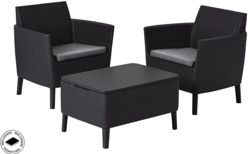 Set Salemo gris graphite avec table coffre et fauteuils ergonomiques - 2
