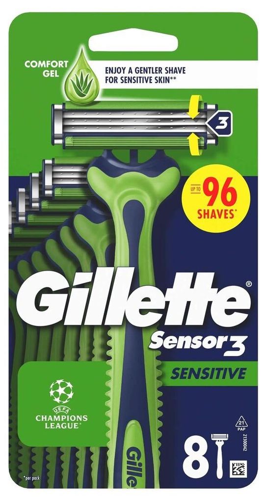 Gillette Einwegrasierer Sensor3 Sensitive 8 Stück Produktbild 