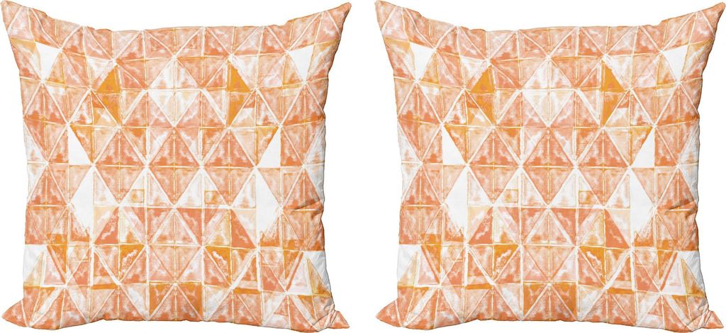 ABAKUHAUS Koralle Kissenbezug Set (2Stück), Raster basierte Muster mit dreieckigem Gitter-Hand des Aquarells gezeichnetem geometrischem, 40 x 40 c...