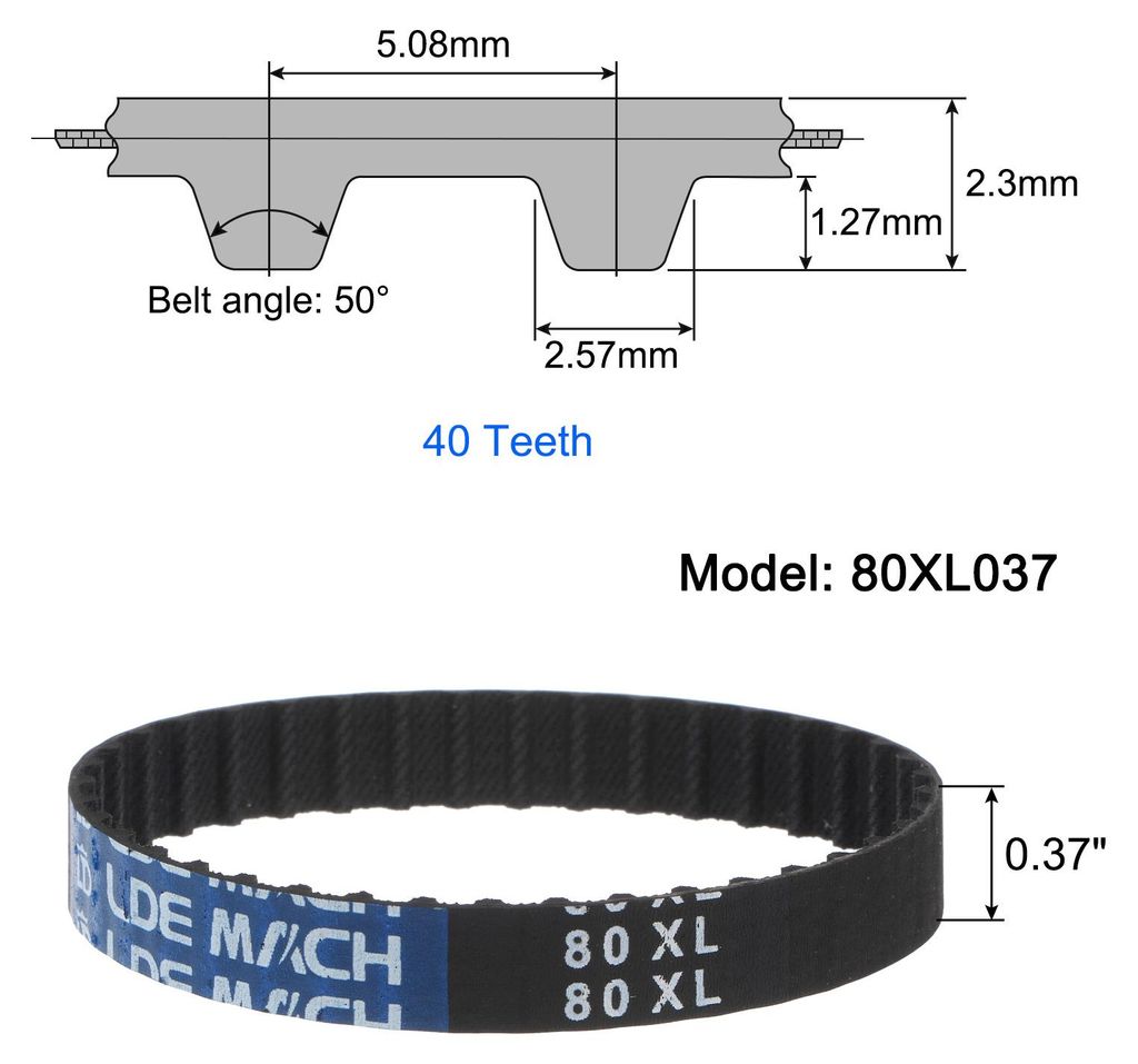 2 Stš¹ck 80XL 037 Zahnriemen 40 Z?hne Gummi Zahnriemen 0,37" Breite 0,20" Steigung Gummizahnriemen Keilriemen Industrie Antriebsriemen Mechanisch...