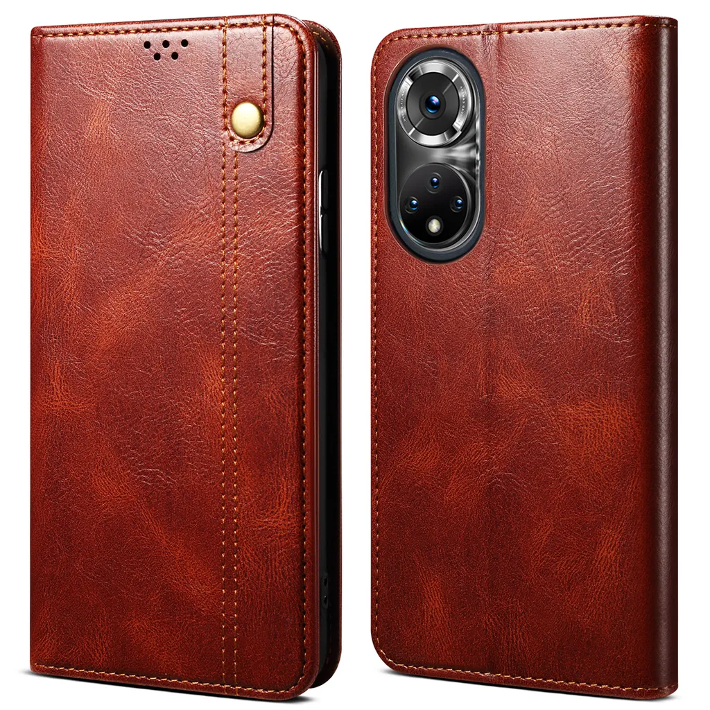Protezione Totale Honor 50: Custodia Flip in Pelle con Stand, Rosso