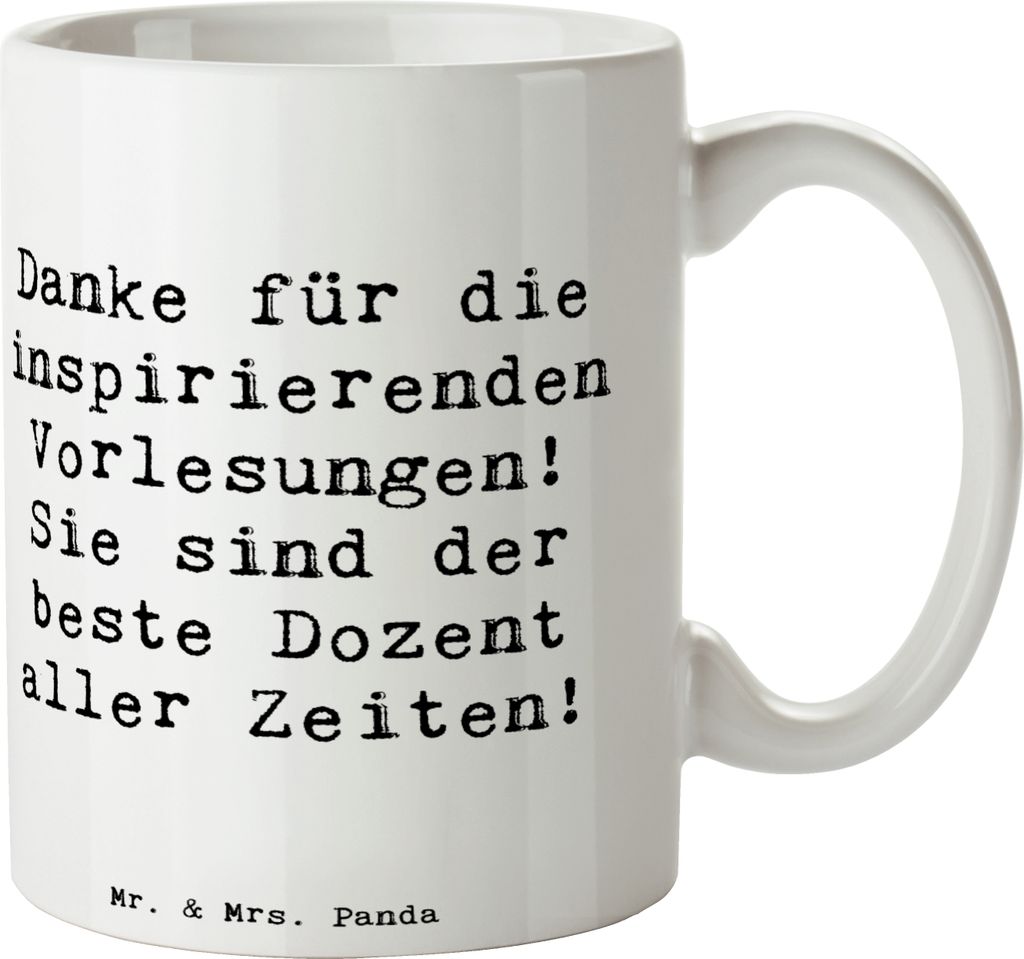Mr. & Mrs. Panda Tasse Spruch Bester Dozent - Weiß - Geschenk, Pott, Bedanken, Danke für die inspirierenden Vorlesungen, kaffeetasse bedruckt, ha...
