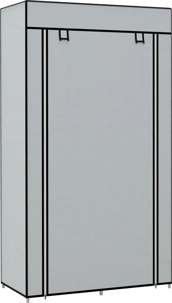 HOMCOM Armadio in tessuto Armadio con 5 scomparti, asta appendiabiti, armadio con cerniera, armadio pieghevole per corridoio, ingresso, grigio chiaro, 83 x 42,5 x 162,5 cm