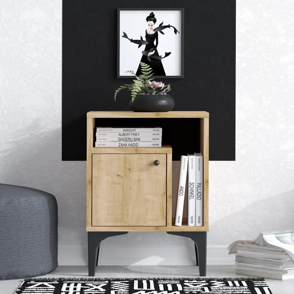 Table de Chevet Compacte Nuno 55cm pour Optimiser le Rangement de Nuit