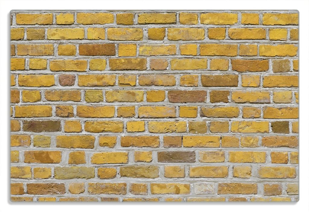 Wallario Frühstücksbrettchen aus Glas 20 x 30 cm mit rutschfesten Füßen, Motiv Ziegelsteinwand in gelb - Backsteine